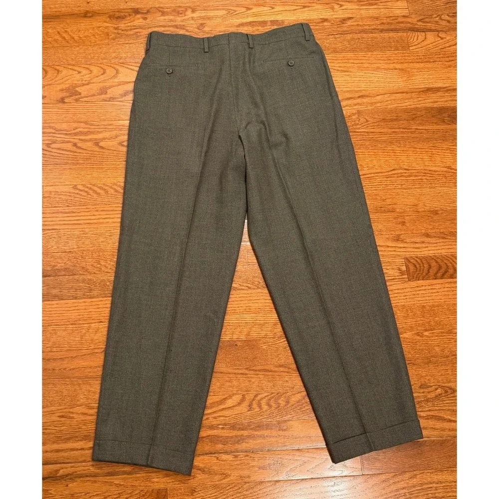 Ermenegildo Zegna Soft Wool Pleated Pants Fits Mens 34x30 Green Cuffed *READ